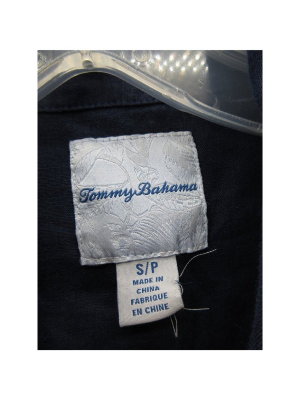 Tommy Bahama Top Small Navy Linen Trucker Shirt Button Up Pockets - Picture 9 of 11